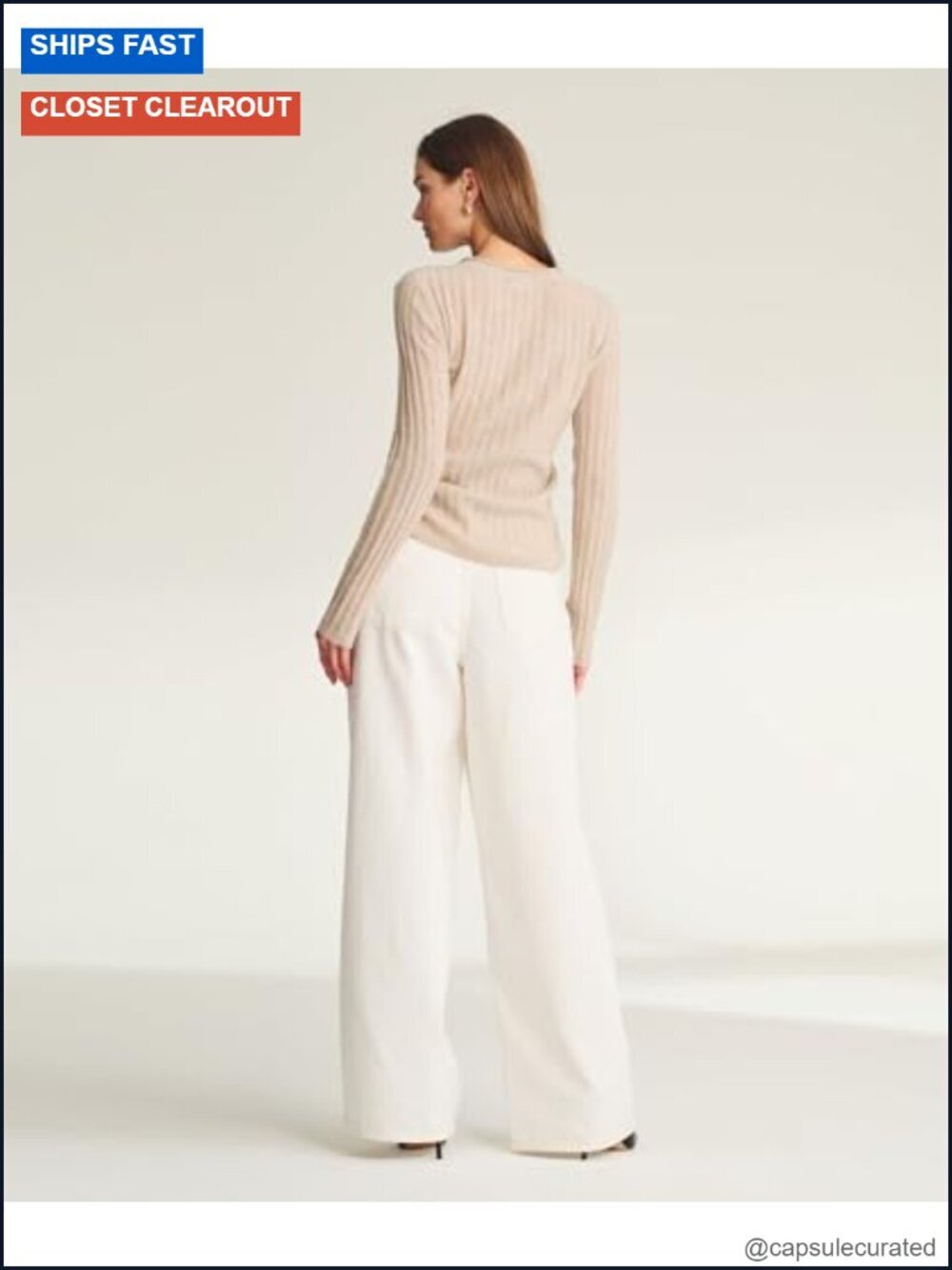 Lightweight Cashmere Ribbed Pullover Sweater - Picture 2 of 3